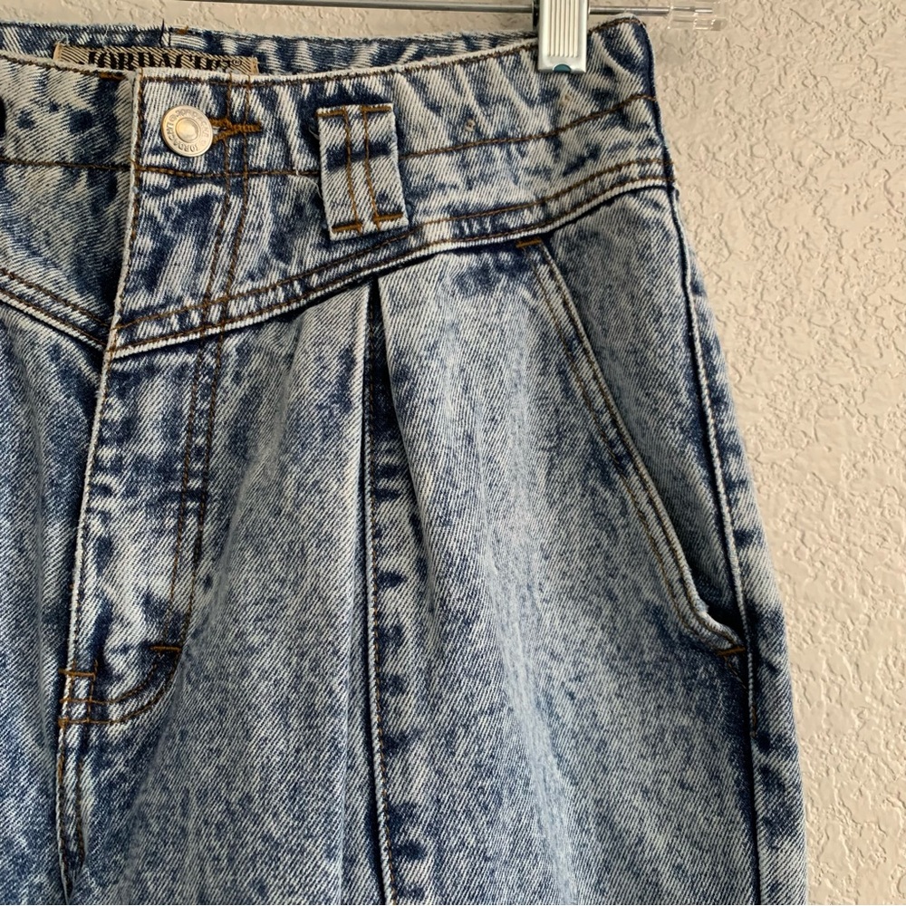 Vtg Jordache Jeans Womens 8 Acid Wash Bare Back Pleated High Rise Tapered Baggy - Picture 9 of 16